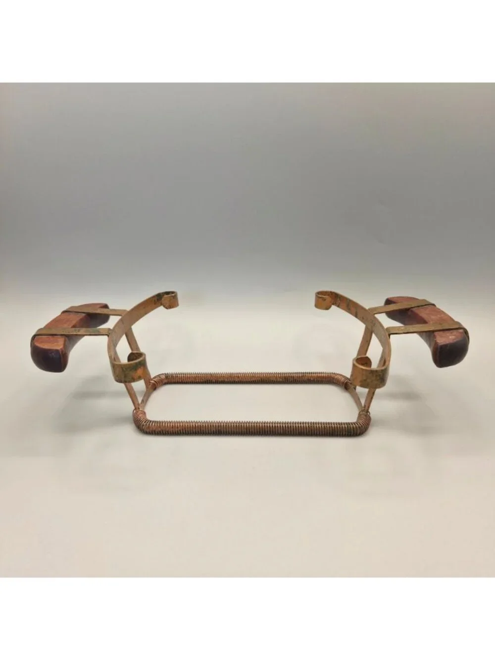 Vintage Adjustable Casserole Dish Carrier Hammered Copper Wooden Handles
